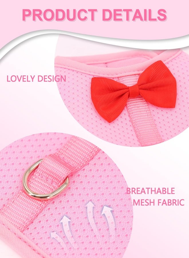 cyhaen Bunny Harness and Leash Set for Walking Escape Proof,Mesh Breathable Adjustable Rabbit Leash Camping Hiking Training for Bunny Ferret Kitten Puppy Pink M (Chest:9.4-11.8") - Image 4